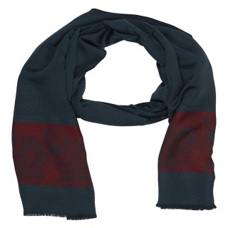 Silk Border Stole -Navy Blue